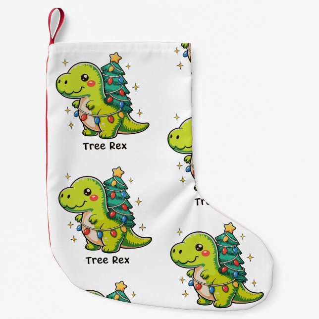 Niedlicher Baum Rex Weihnachtsdinosaurier T Rex Xm Kleiner Weihnachtsstrumpf (Vorderseite)