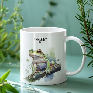 niedlicher Baumfrosch, der auf einem Zweig sitzt,  Kaffeetasse