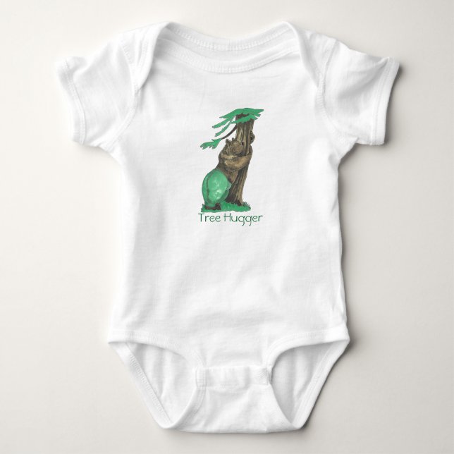 Niedlicher Baumhugger-Bär mit Leggings-grünem Body Baby Strampler (Vorderseite)