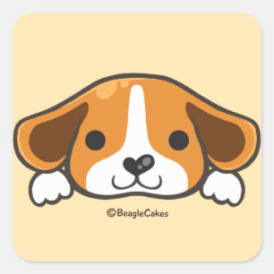 Niedlicher Beagle-Aufkleber Quadratischer Aufkleber