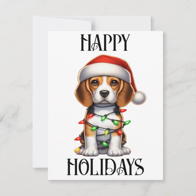 Niedlicher Beagle Feiertagskarte (Vorderseite)