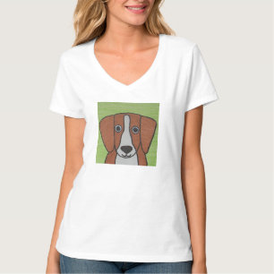 Niedlicher Beagle Frauenalter V-Neck-T - Shirt