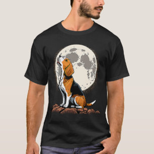 Niedlicher Beagle Howling auf der Mama des Mondes  T-Shirt