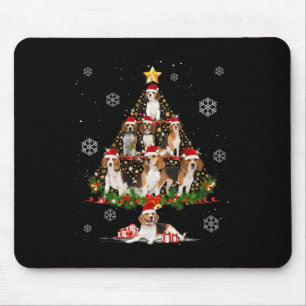 Niedlicher Beagle Hund liebt Weihnachtsbäume Weihn Mousepad