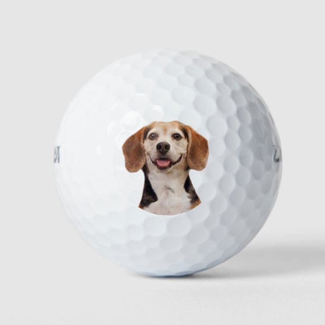 Niedlicher Beagle Hund mit Lächeln Golfball (Vorderseite)