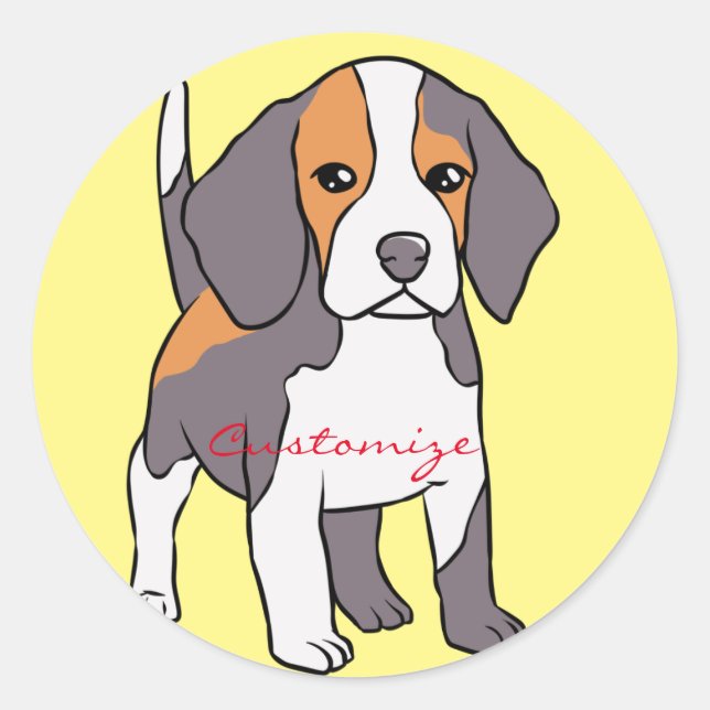 Niedlicher Beagle Hund Rasse Thunder_Cove Runder Aufkleber (Vorderseite)