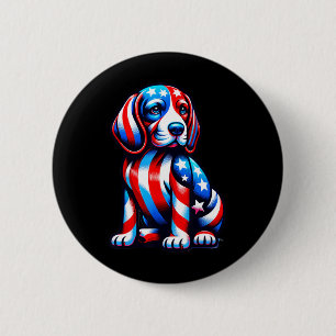 Niedlicher Beagle Hund US Flagge Frauen Hunde Lieb Button