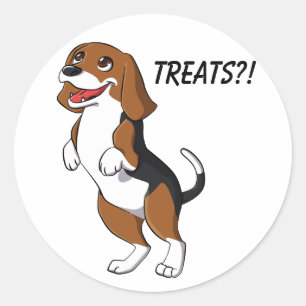 Niedlicher Beagle Hund Welpe Leckereien Yum Dinner Runder Aufkleber