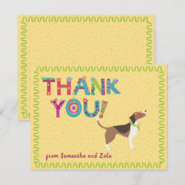 Niedlicher Beagle Hunde farbenfrohe Blumenbriefe Dankeskarte