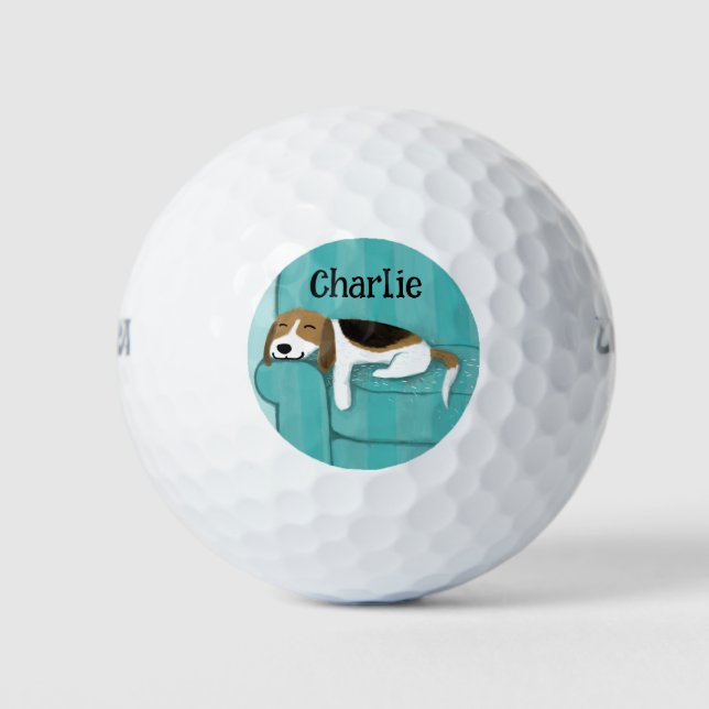 Niedlicher Beagle Hundeschluss Golfball (Vorderseite)
