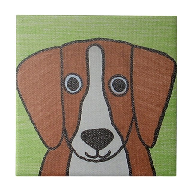 Niedlicher Beagle Keramik Tile Fliese (Vorderseite)