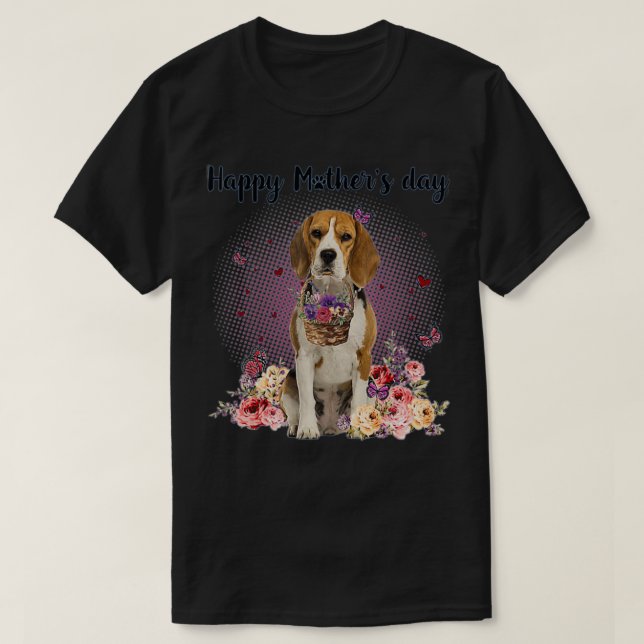 Niedlicher Beagle Mama Blume Glücklichen Muttertag T-Shirt (Design vorne)