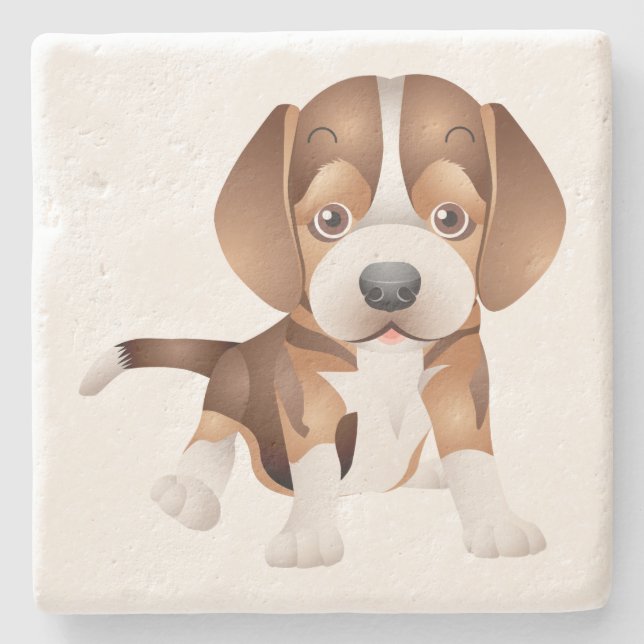Niedlicher Beagle Mama Hund Lover Welpe Vater Cart Steinuntersetzer (Vorderseite)