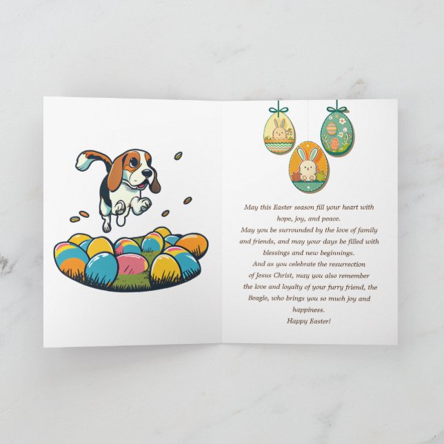 Niedlicher Beagle Ostersonntag wünscht Dankeskarte (Innenseite)