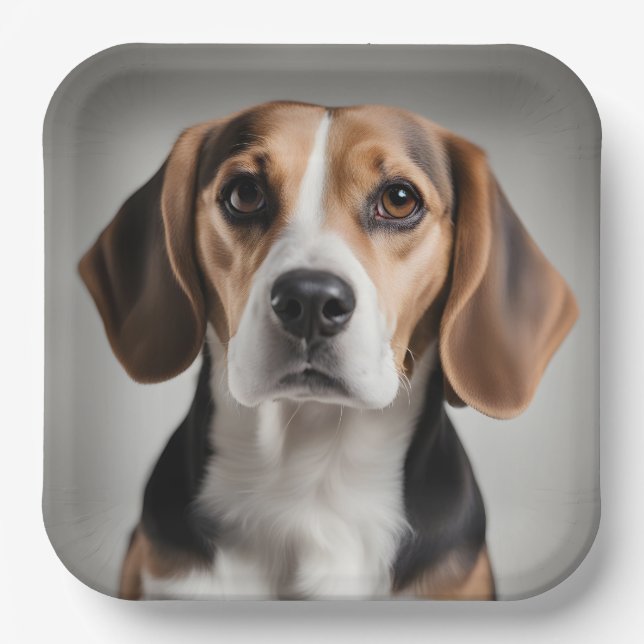 Niedlicher Beagle Pappteller (Vorderseite)