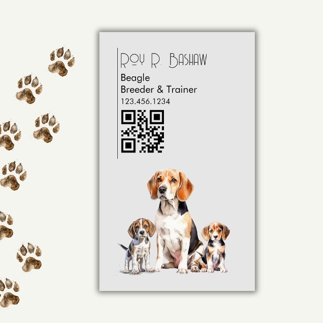 Niedlicher Beagle QR Code Canine Magnetische Visitenkarte (Von Creator hochgeladen)