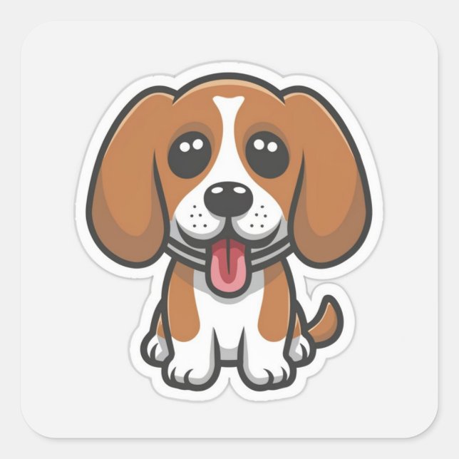 Niedlicher Beagle Quadratischer Aufkleber (Vorderseite)