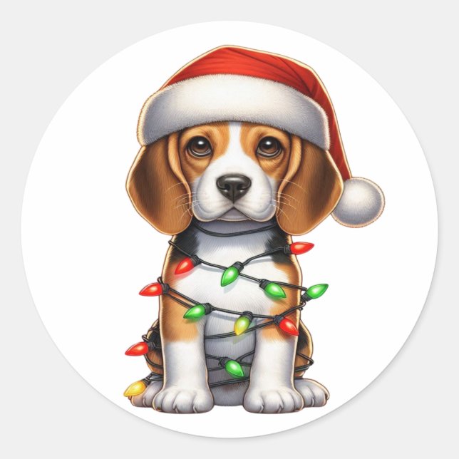 Niedlicher Beagle Runder Aufkleber (Vorderseite)