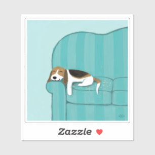 Niedlicher Beagle Schlafen auf Couch Fun Dog Lov Aufkleber