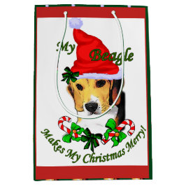 Niedlicher Beagle Weihnachten froh Mittlere Geschenktüte