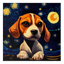 Niedlicher Beagle Welpe im Vincent Van Gogh Stil