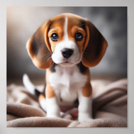 Niedlicher Beagle Welpe mit schönen Augen Poster