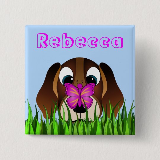Niedlicher Beagle-Welpen-Hunde-und Quadratischer Button 5,1 Cm