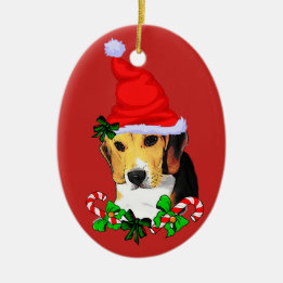 Niedlicher Beagle Welpen Weihnachten Keramik Ornament