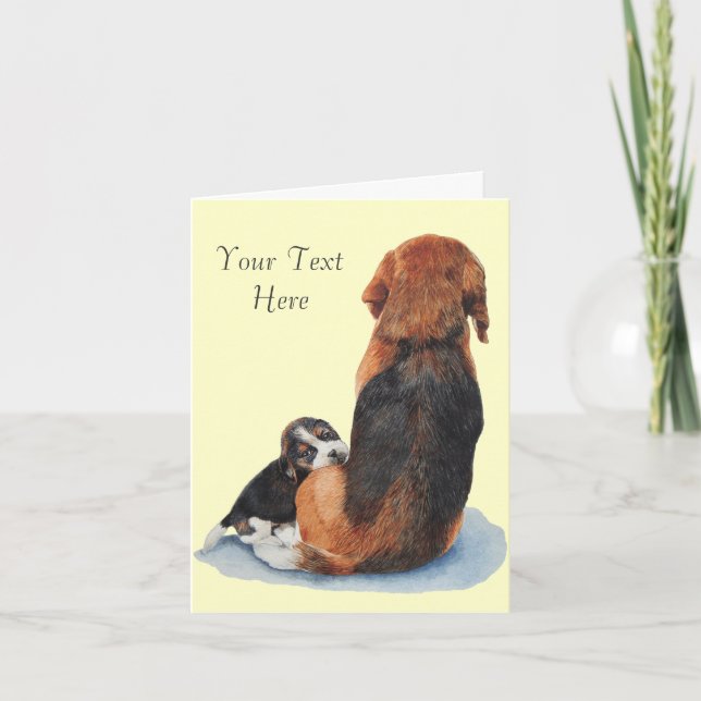 Niedlicher Beagle Welpenhund Kuschelmaus Karte (Vorderseite)