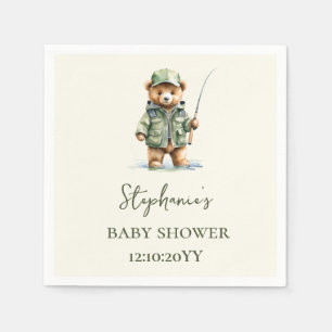 Niedlicher Bear Fisherman ist auf dem Weg zur Baby Serviette