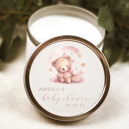 Niedlicher Bear Pink Girl Babydusche Runder Aufkleber