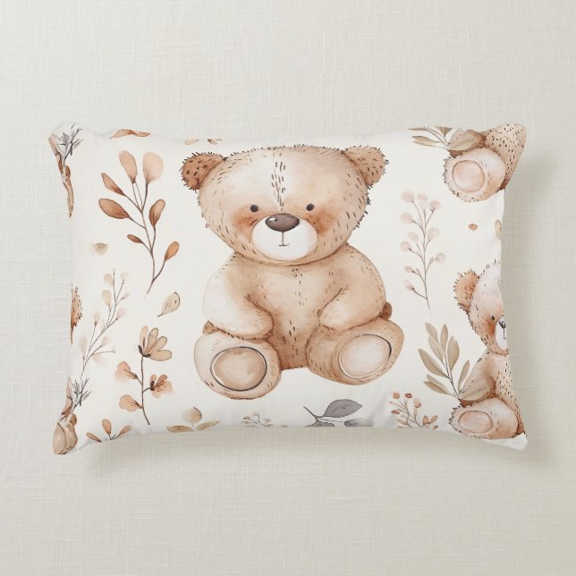 Niedlicher Beige-Kinderbär Dekokissen (Vorderseite)