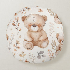Niedlicher Beige-Kinderbär Rundes Kissen