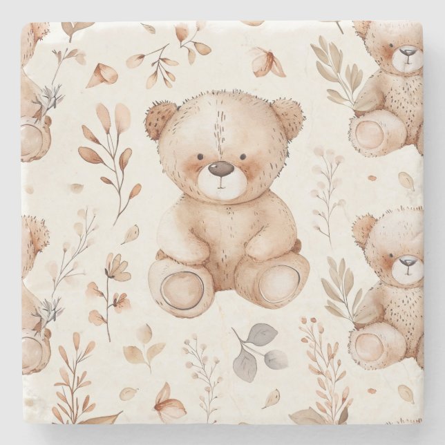 Niedlicher Beige-Kinderbär Steinuntersetzer (Vorderseite)