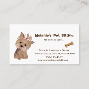 Niedlicher beige Yorkie Dog Sitzgelegenheit Servic Visitenkarte