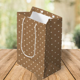 Niedlicher beigefarbener Polka-Punkt Mittlere Geschenktüte