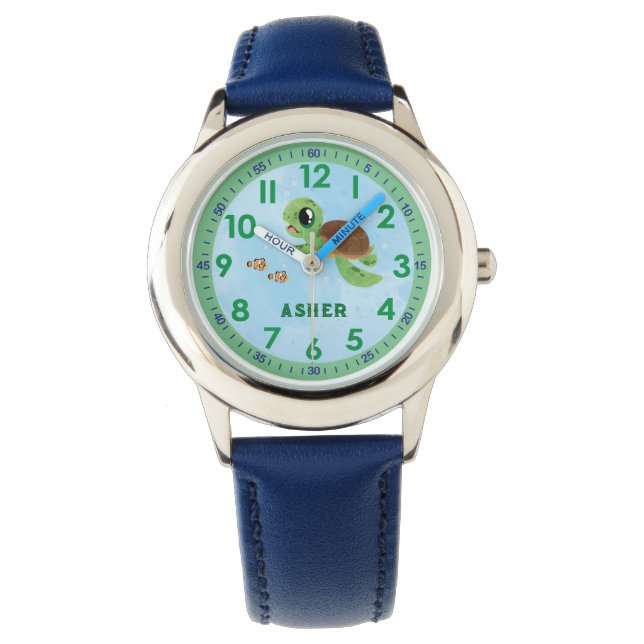 Niedlicher, benutzerdefinierter Cartoon der grünen Armbanduhr (Vorderseite)