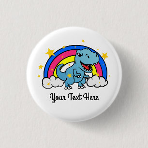 Niedlicher benutzerdefinierter Text Blue Dinosauri Button