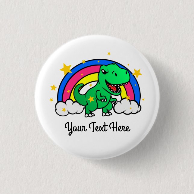 Niedlicher benutzerdefinierter Text Green Dinosaur Button (Vorderseite)