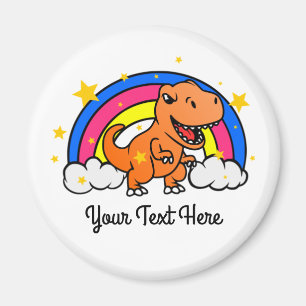 Niedlicher benutzerdefinierter Text Orange Dinosau Magnet