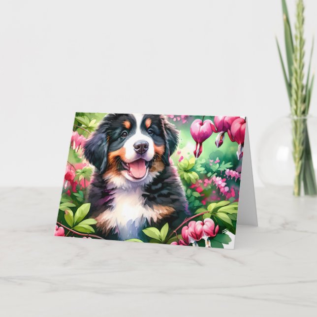 Niedlicher Berner Hund Welpenbluten Karte (Vorderseite)