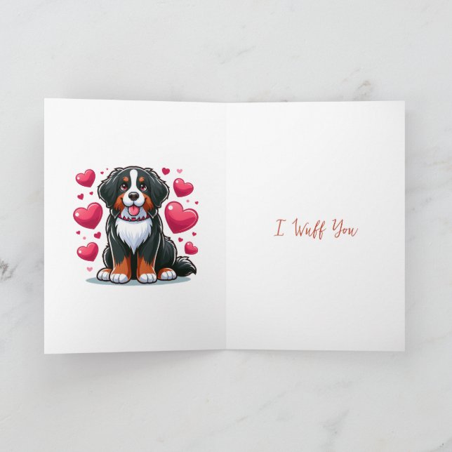 Niedlicher Berner Hund zum Valentinstag Feiertagskarte (Innenseite)