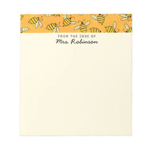 Niedlicher, beschäftigter Bienenlehrer vom Schreib Notizblock