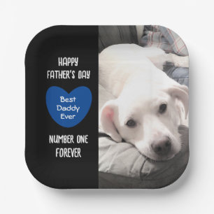 Niedlicher bester Daddy je Welpe Hund Blue Heart 1 Pappteller