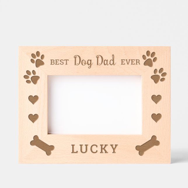 Niedlicher bester DOG-VATER je Personalisiert Geätzte Rahmen (Vorderseite)