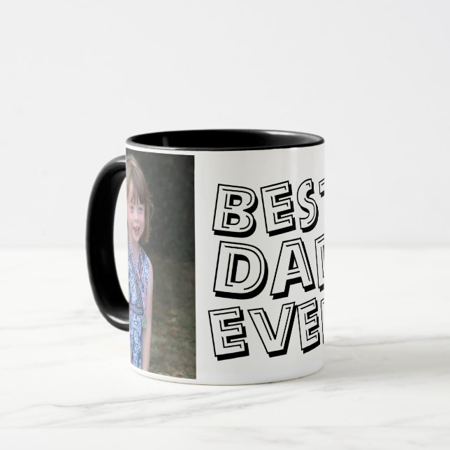 Niedlicher bester Vater je zwei Foto Schwarzer Vat Tasse (Vorderseite Links)