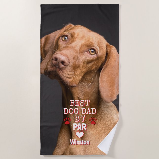 Niedlicher bester Vater Par Dog Foto Strandtuch (Vorderseite)