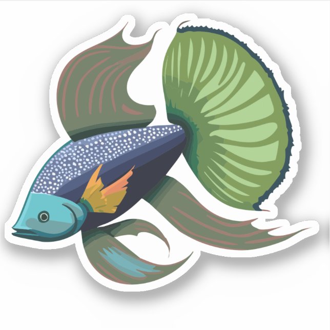 Niedlicher Beta-Fisch-Cartoon Aufkleber (Vorderseite)