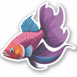 Niedlicher Beta-Fisch-Cartoon Aufkleber
