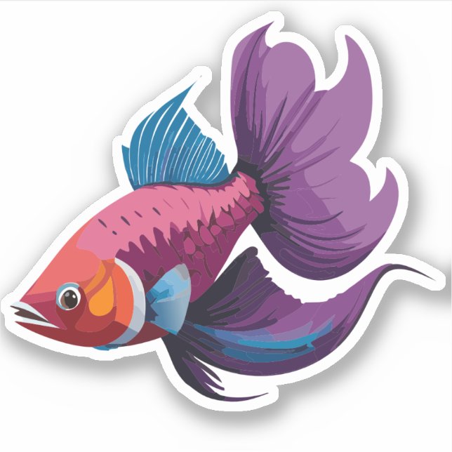 Niedlicher Beta-Fisch-Cartoon Aufkleber (Vorderseite)